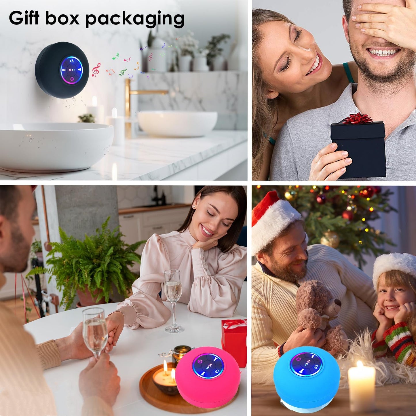 Last Day 70%OFF - 🎄Bathroom Waterproof Wireless Bluetooth Speakers with LED Light